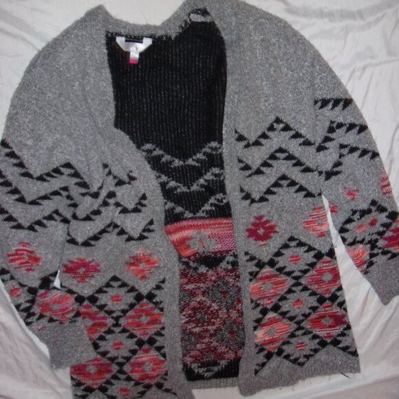 boho western size extra large womens sweater black gray casual dress coat knit - Picture 3 of 6